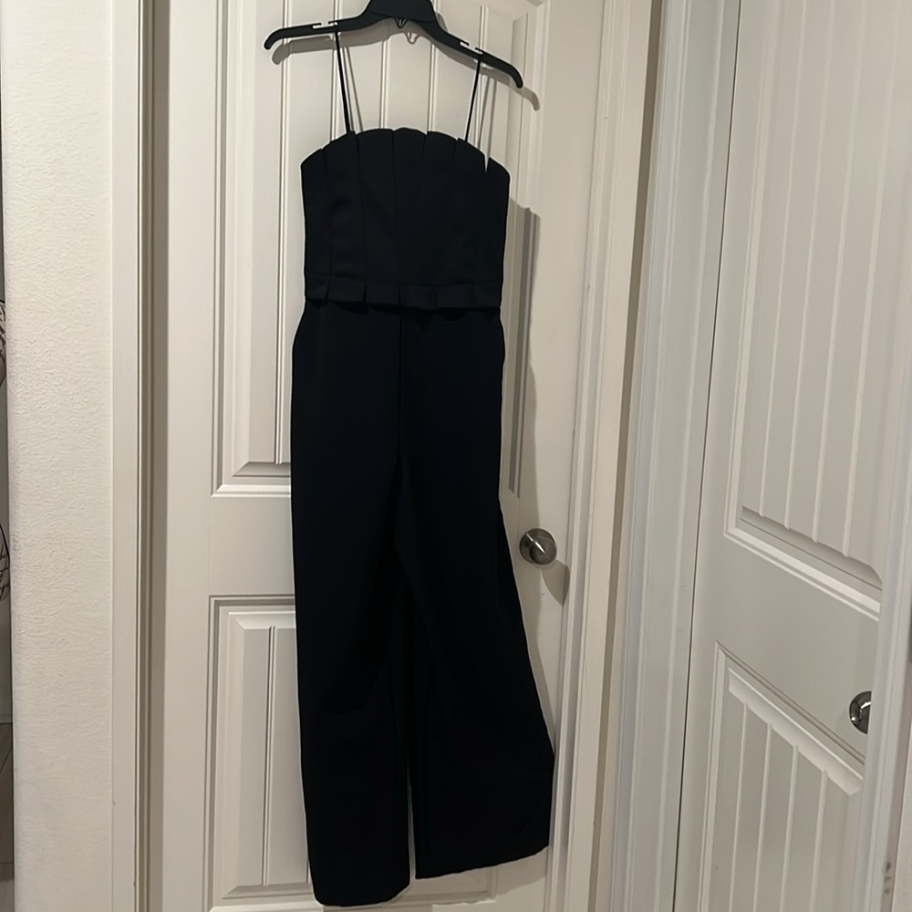 ZARA WIDE-LEG CREPE JUMPSUIT BLACK SIZE M NWOT - Picture 9 of 13